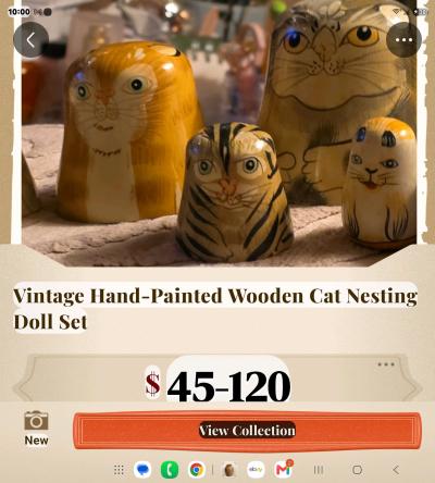 Adorable hand painted Vintage cat Russian nesting dolls