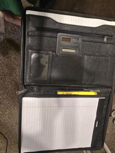 Leather Portfolio Professional Business Padfolio with Zipper - Thumbnail 2
