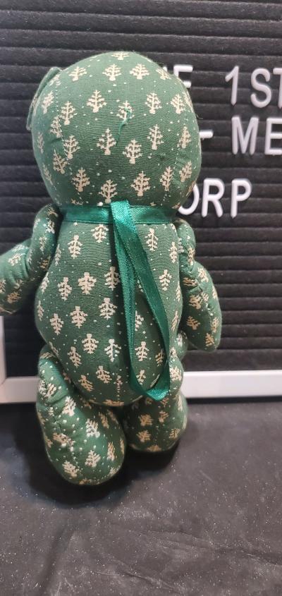 green patterned fabric teddy bear - Thumbnail 2