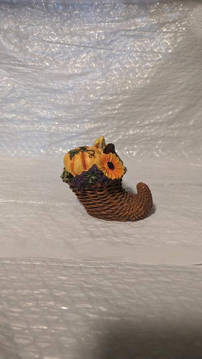 Thanksgiving Resin Cornucopia Figurine Small Multicolor