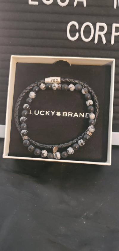 Lucky Brand Stretch Bead  Magnetic Cord Bracelet Set  2 Piec