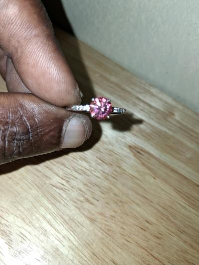 ladys round cut lab diamond engagement ring - Thumbnail 6