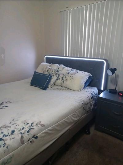 Grey Upholstered Queen Bed Frame