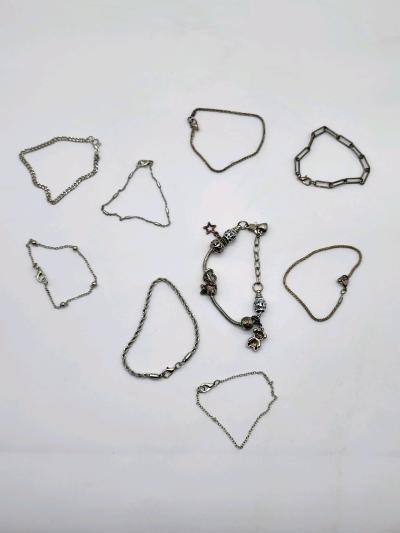 mixed lot of silver Tone bracelets 9pc
