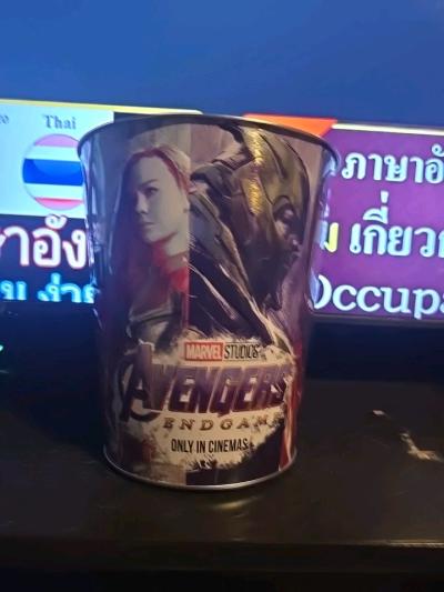 AMC Marvel Avengers Endgame Popcorn Tin Bucket Thanos Hulk T - Thumbnail 2