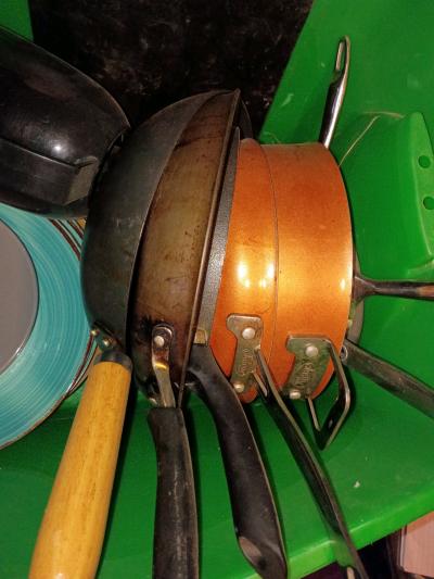 pots and pans and dinner plates