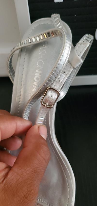 Fashion Nova Silver Embellished Heels no box - Thumbnail 4