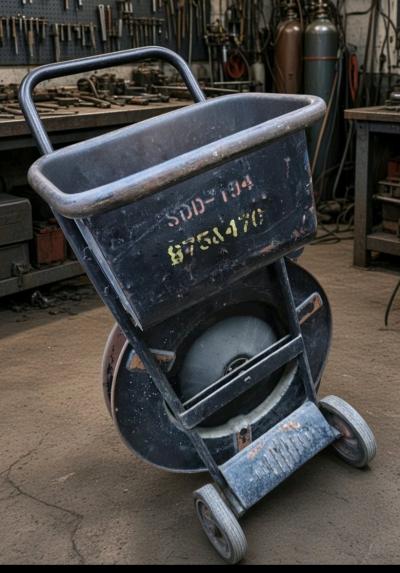 Vintage Industrial Steel Strapping Cart  Banding Dispenser - Thumbnail 3