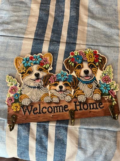 Welcome Home Puppies Diamond Art Keyholder