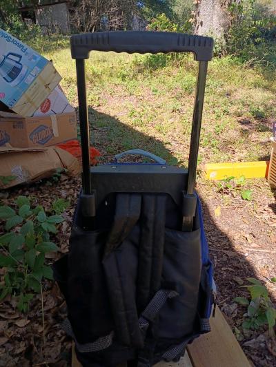 A Black and Blue Bookbag w wheels and handle - Thumbnail 3