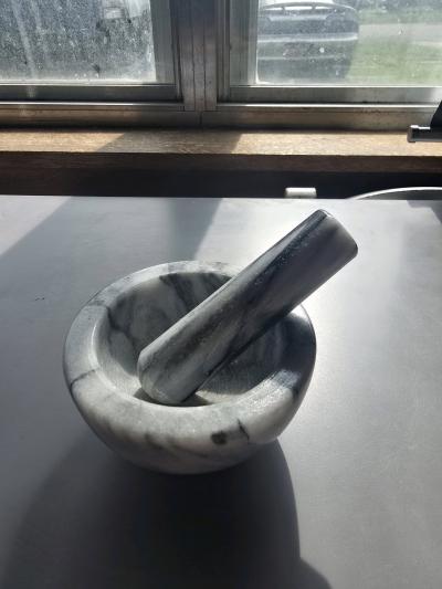 Set of 2 Mortar and Pestle 1 Wooden  1 Marble