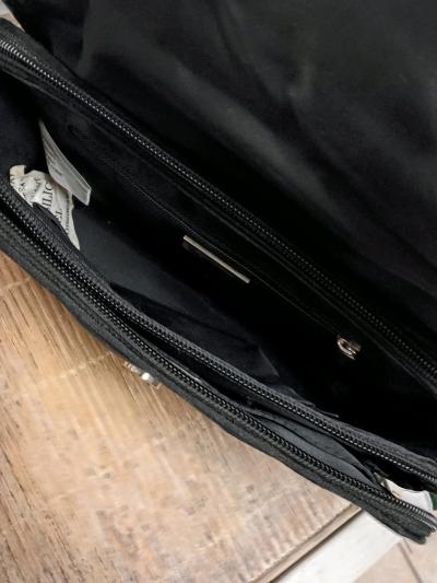 Talbots Black Signature Jacquard Canvas  Leather Trim Crossb - Thumbnail 4
