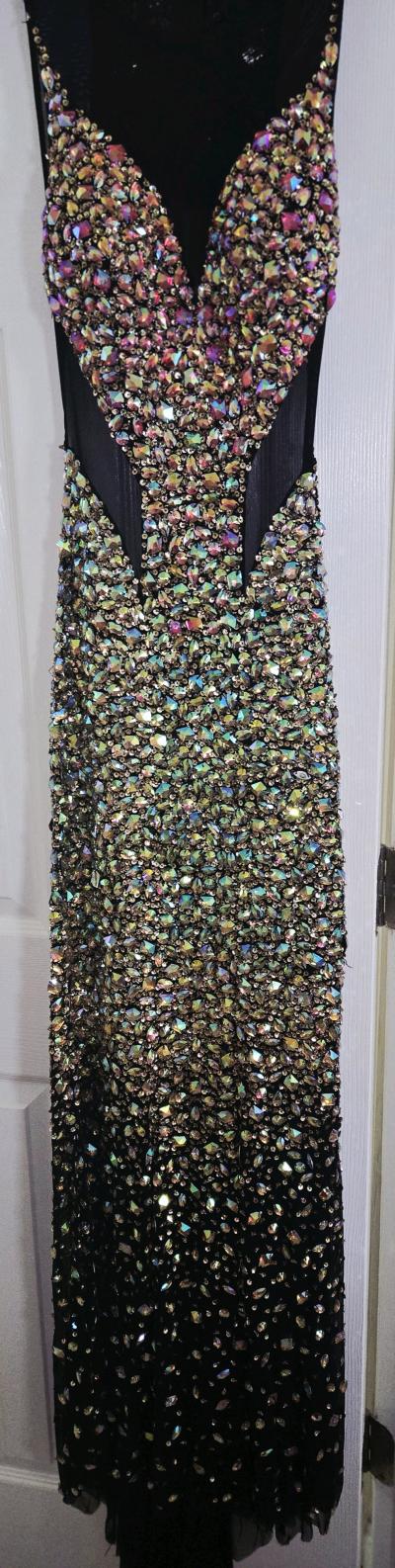 Simply Couture Black Mesh Backless Dress with Iridescent Cry - Thumbnail 5