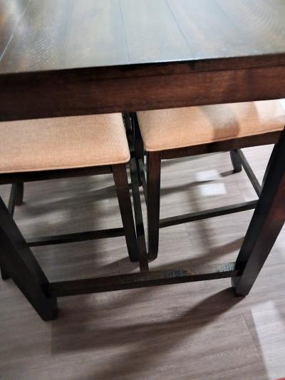 Beautiful Dark Wood BarChairs Dining Table Set With 4 BarCh - Thumbnail 7