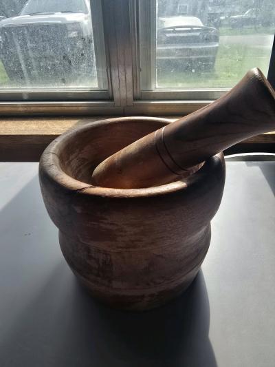 Set of 2 Mortar and Pestle 1 Wooden  1 Marble - Thumbnail 4