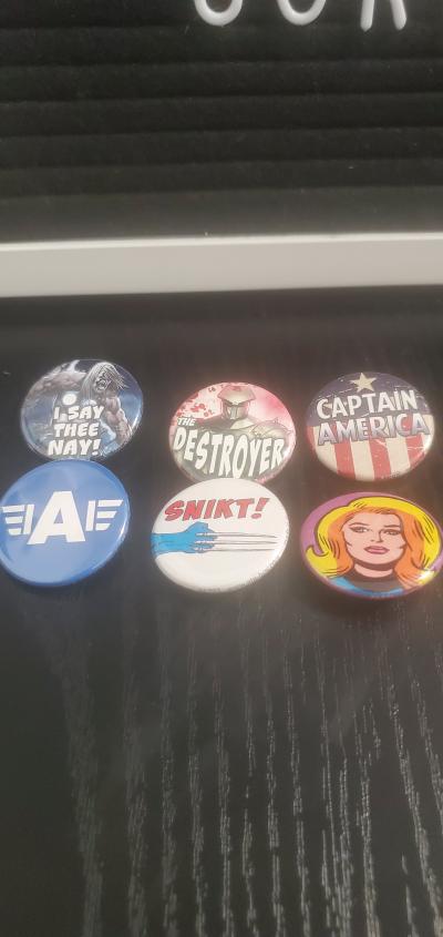 Set of 6 Marvel Comics Pinback Buttons